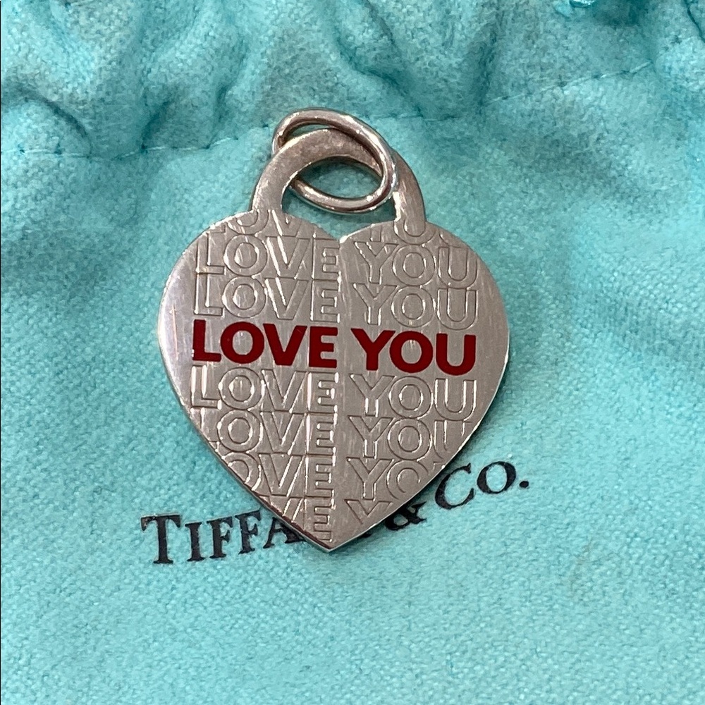 Tiffany & Co. Silver Heart Charm with Red Detail